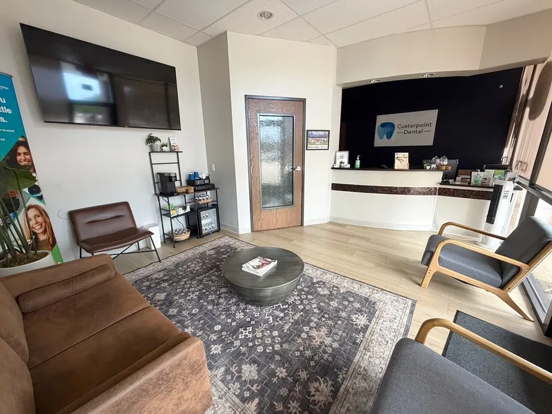 The waiting room looking toward the reception desk